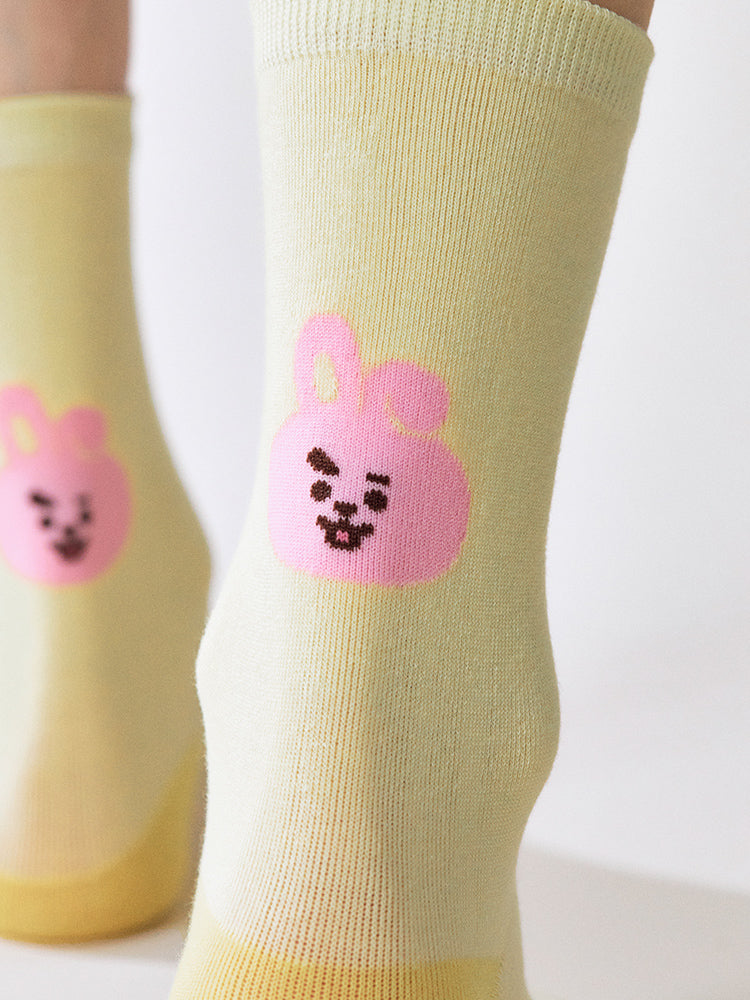 BT21 COOKY Basic Jacquard Face Socks