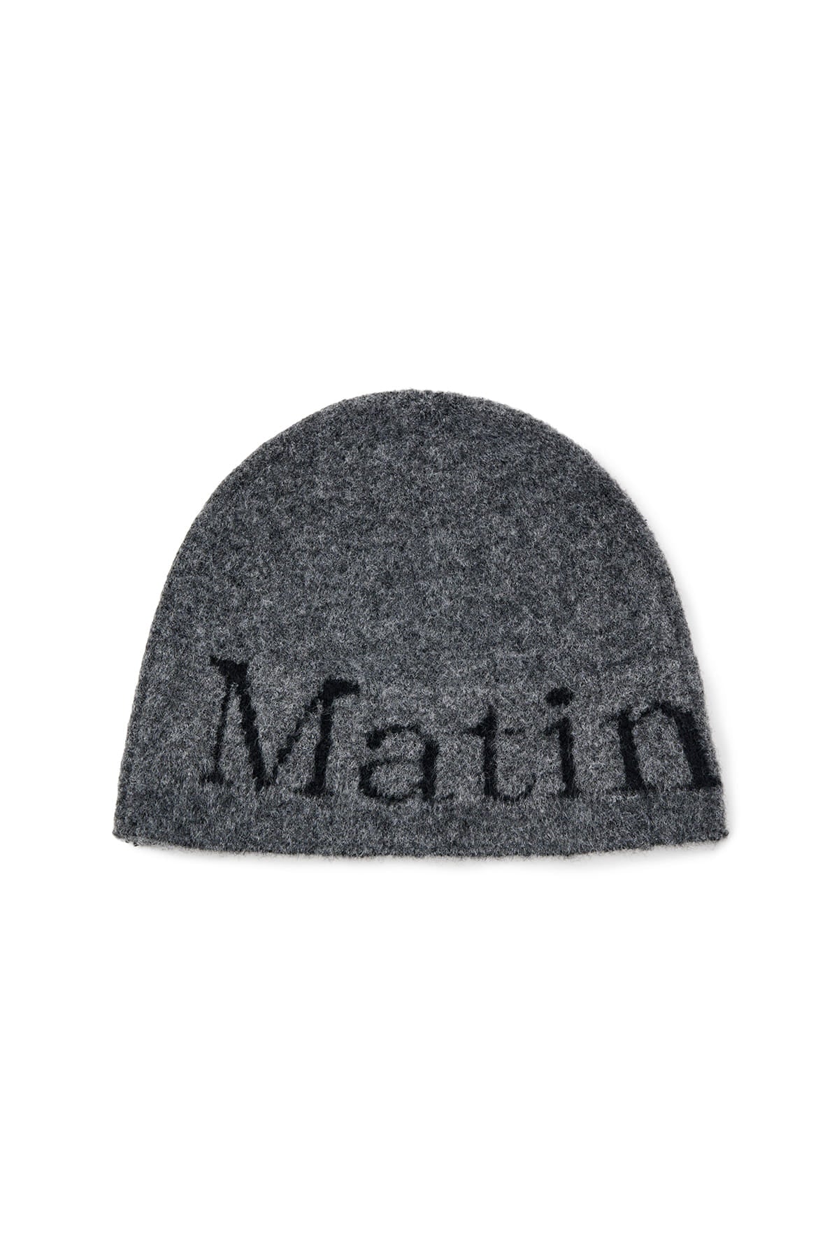 MATIN LOGO BOUCLE KNIT BEANIE IN CHARCOAL