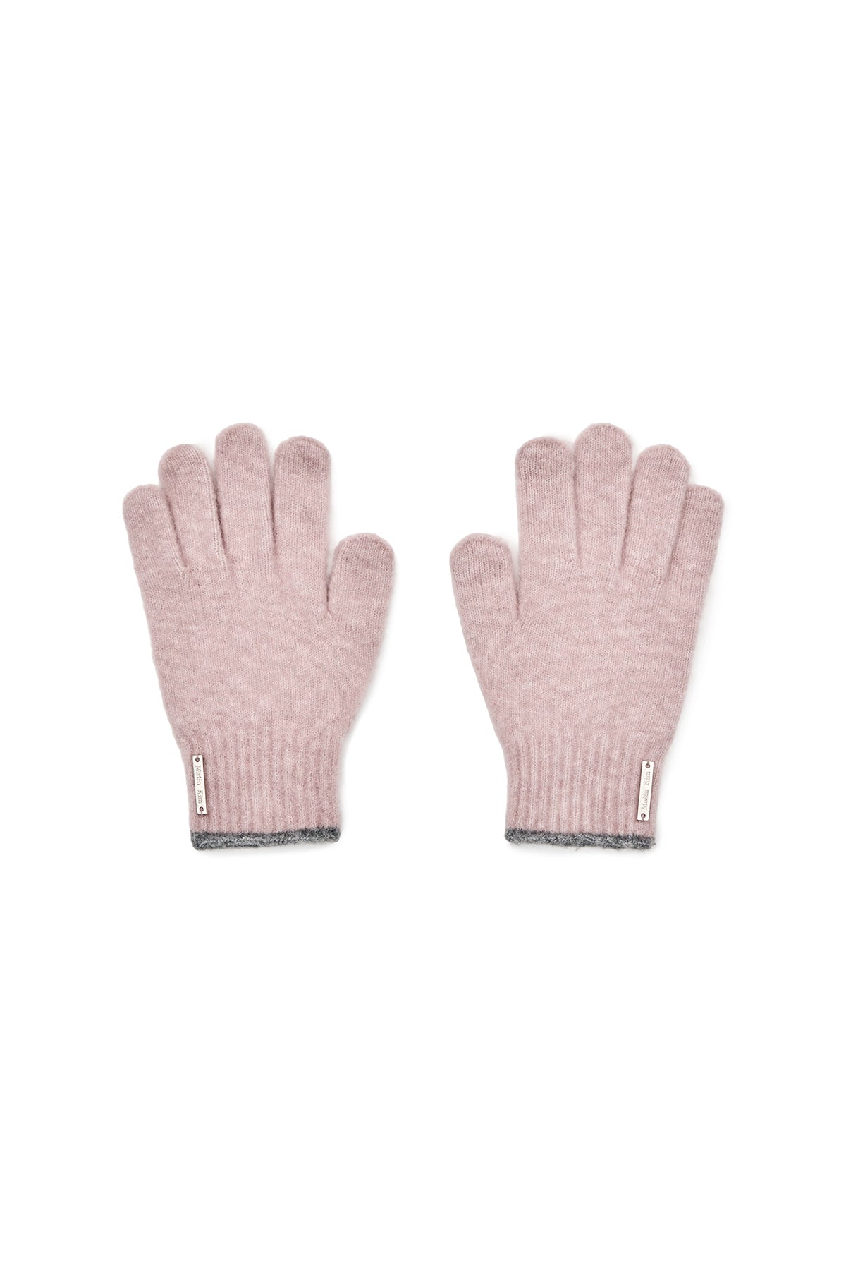 BOUCLE KNIT GLOVES IN PINK