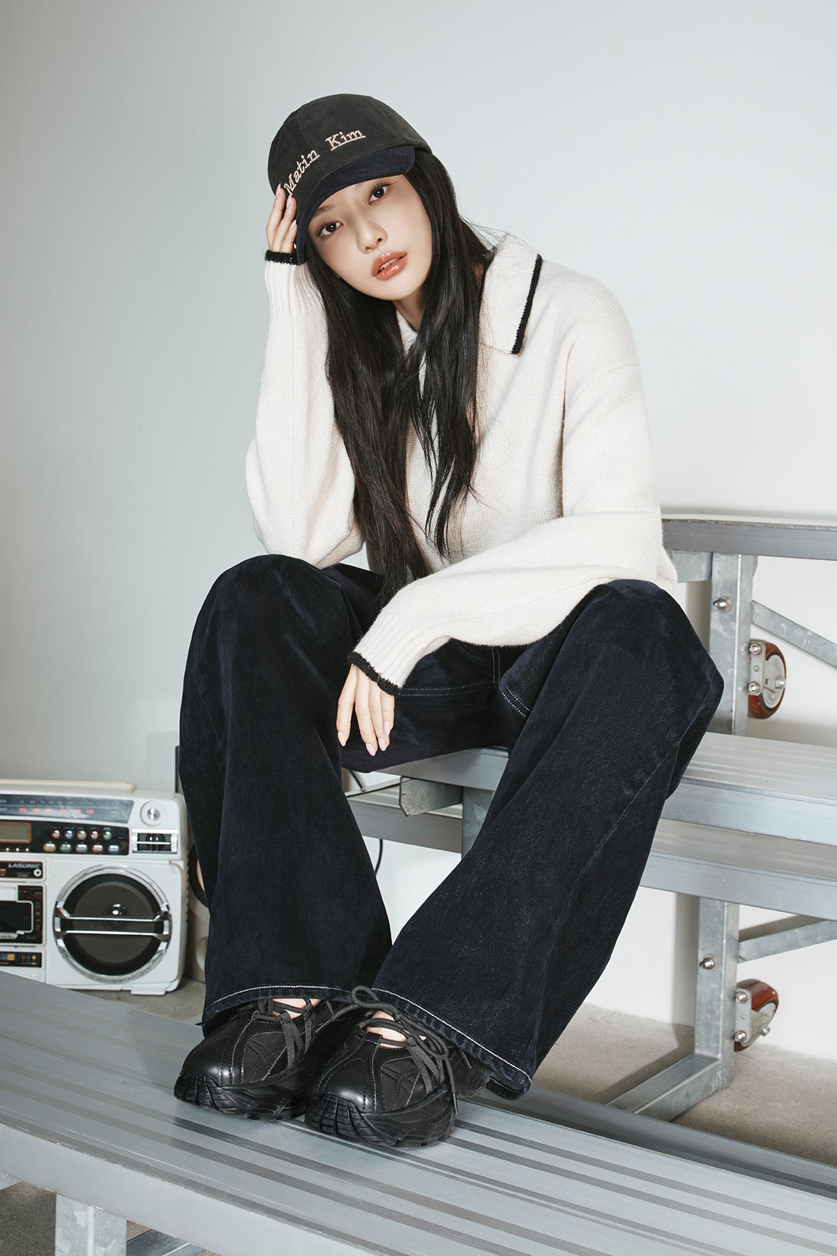 LACE UP CHUNKY BALLET SNEAKERS IN BLACK