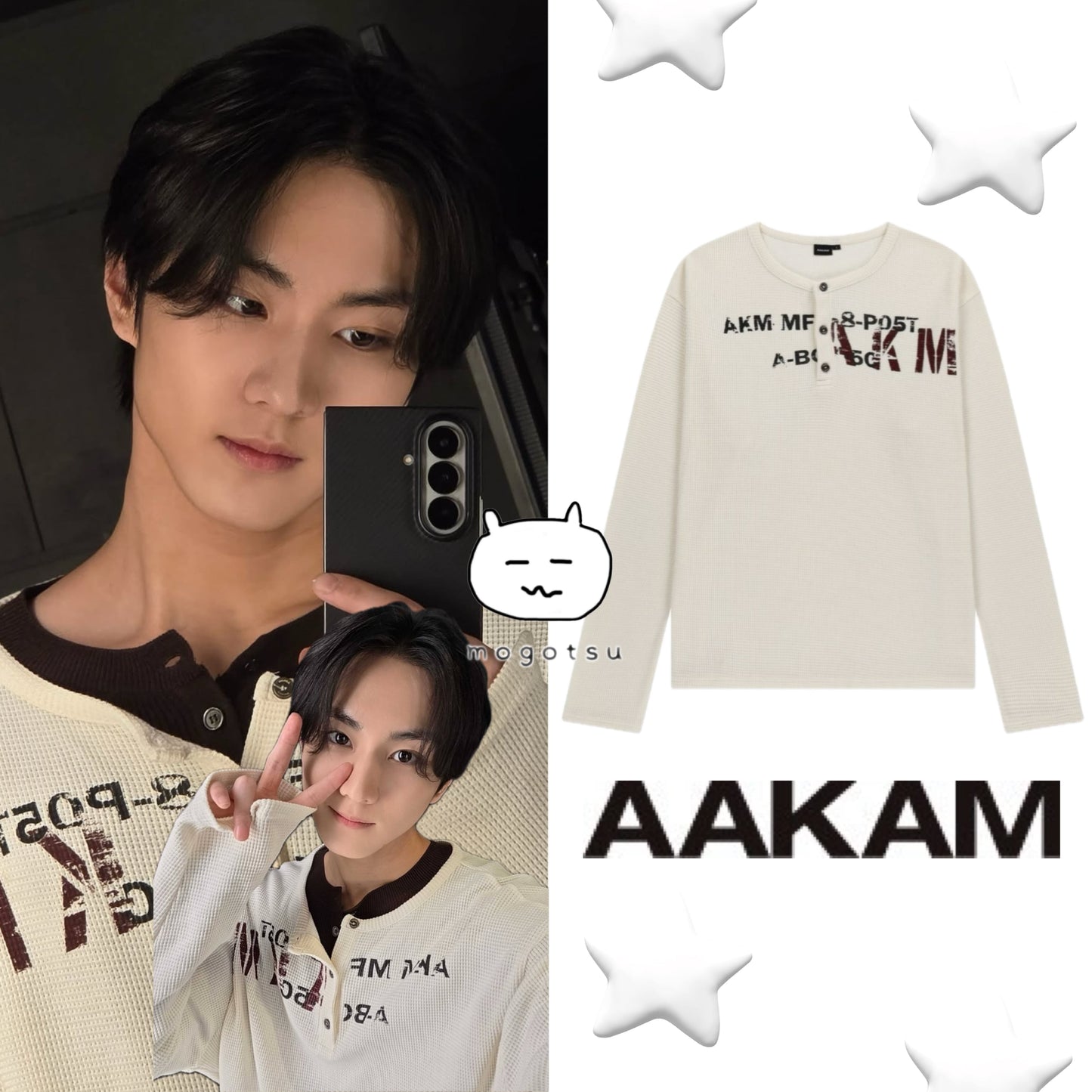 Waffle Henry Neck Long Sleeve (Ivory)