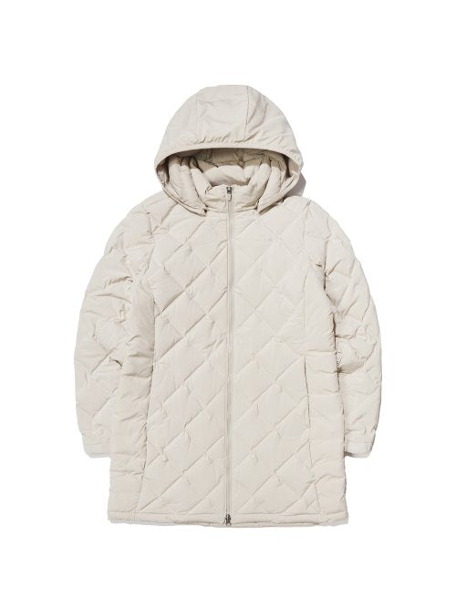 POP Tube β Hybrid Long Length Down Jacket_Light Beige