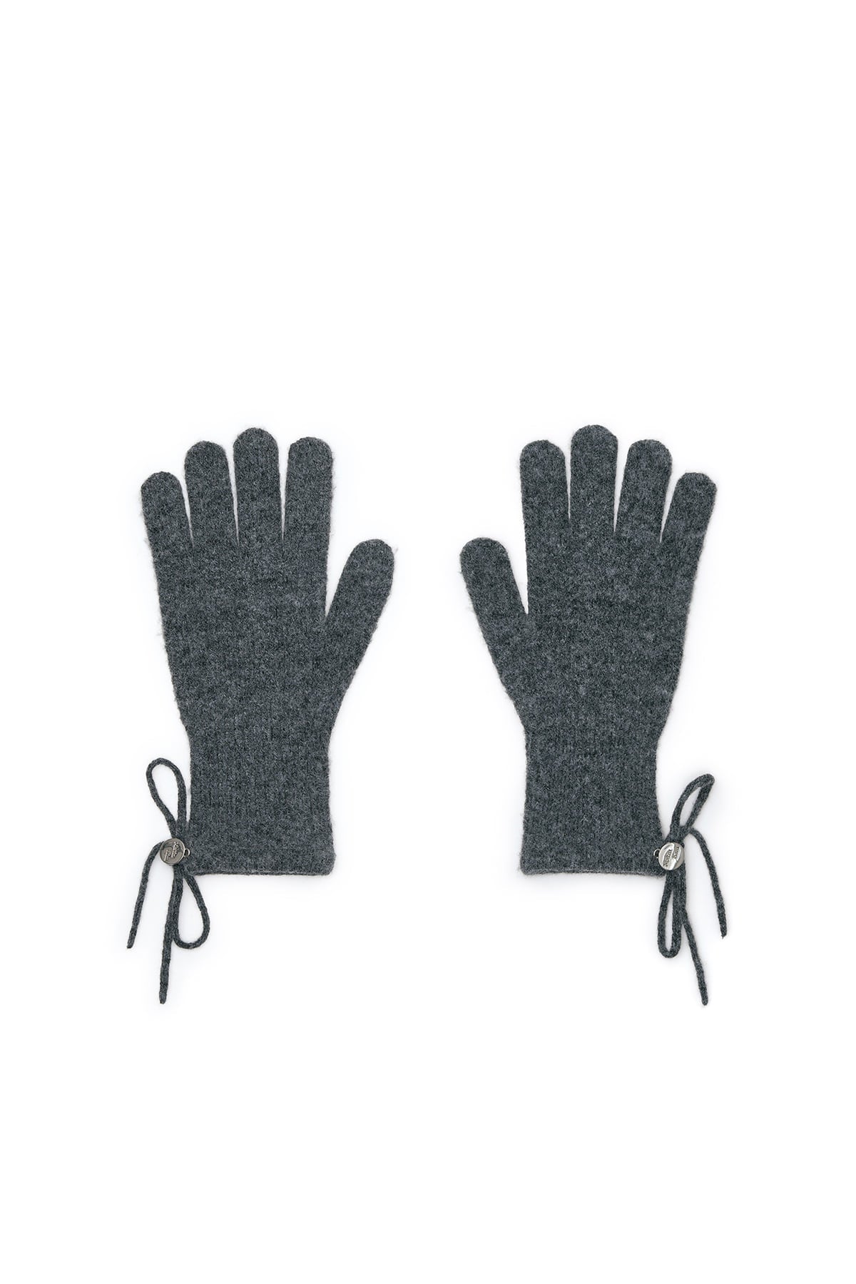 RIBBON FINGER HOLE GLOVES IN CHARCOAL