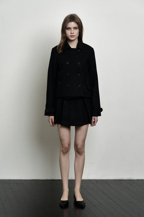 plain wool mini skirt black