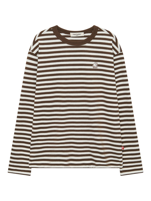 Stripe long-sleeve T-shirt - W_COPPER BROWN