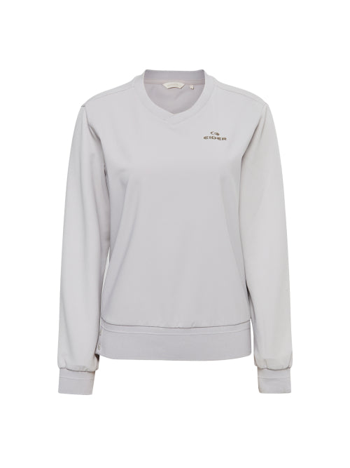 WEATHER FLEX (Wether Flex) Women's Hybrid V-Neck T-shirt_Grayish BEIGE