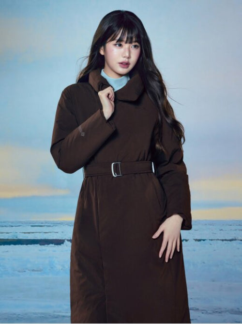 La Belle (La Belle) Women's W/S Cashmere Long Coat Down Jacket_Brown
