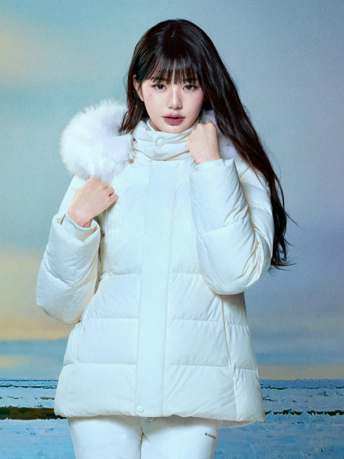 SCARLETT (Scarlet) Women's Basic Middle Down Jacket_Cream