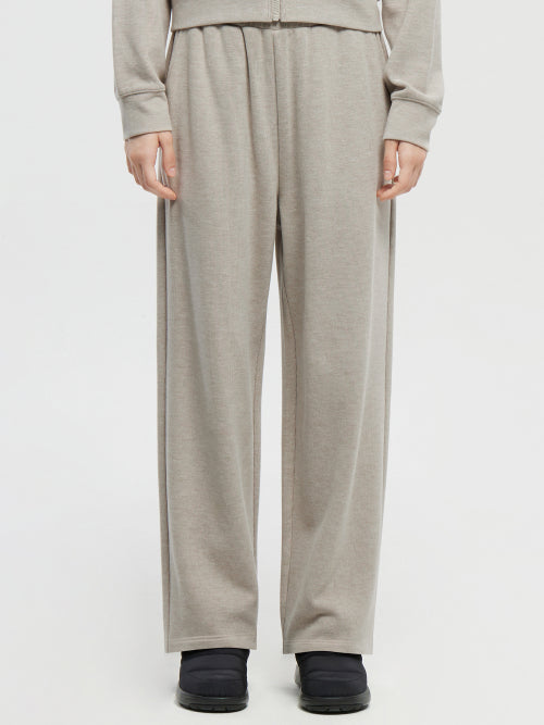 Soft Ribbed Sweat Straight Pants - W_Beige
