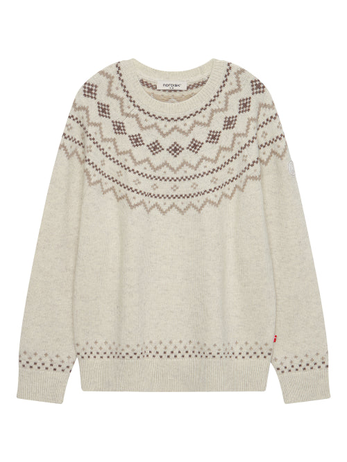 Nordic Pattern Pullover Sweater - W_OATMALMELANGE