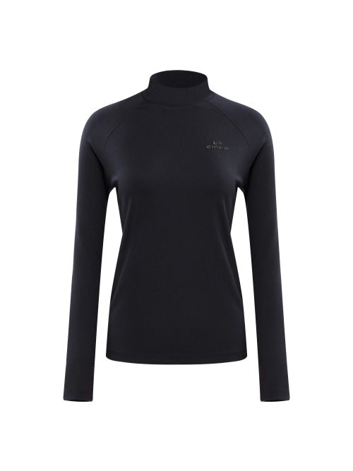 BASIC (Basic) Women's Long-Sleeved Turtleneck T-shirt_Black