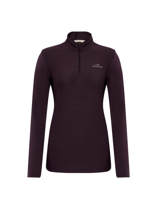 JACQUARD U (Jacquard U) Women's Long-Sleeved Zip-Up T-shirt_Plum