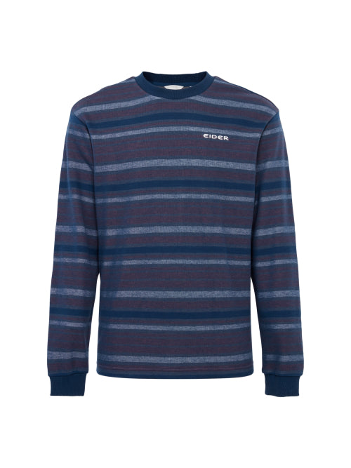 RIDGE (Ridge) Men's Long Sleeve Stripe Round T-Shirt_INK BLUE