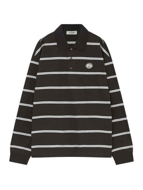 Single Stripe Polo T-shirt - U_Dark Brown