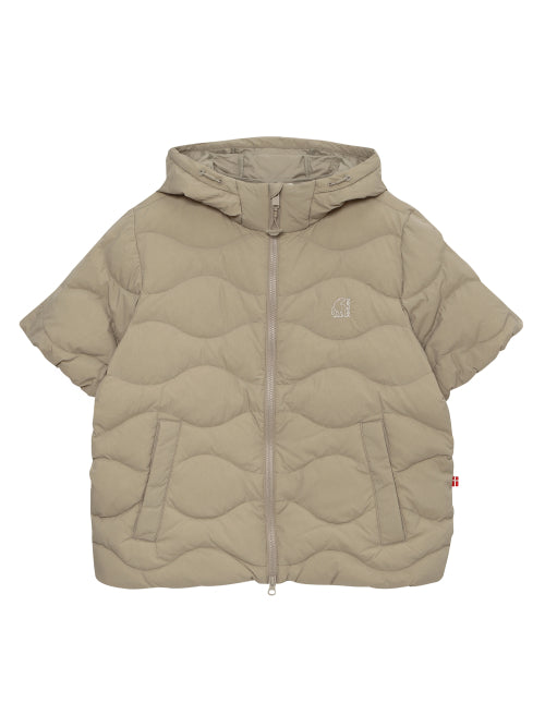 Wave Crystal Down Light Short Sleeve Hoodie Jumper - W_Beige