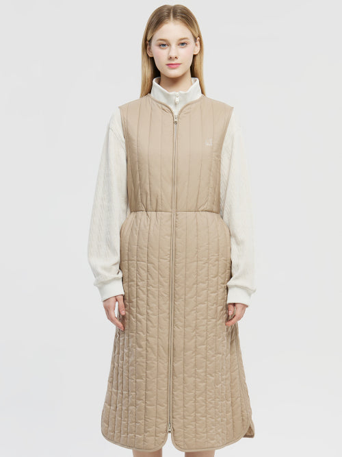 Quilting Zip-Up Dress - W_Beige