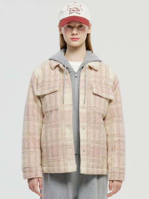 Euro WOOL Checkered Padded Shirt - W_Light Pink