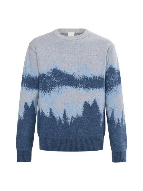 SNOWY (Snowy) Men's Long Sleeve Graphic Sweater_Snow gray