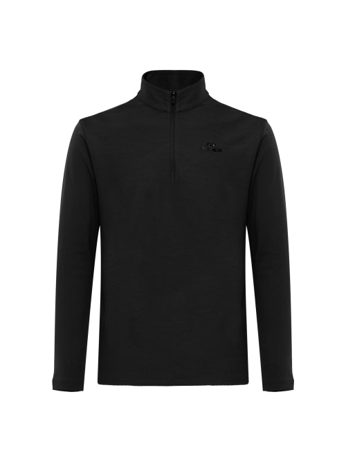 JACQUARD U (Jacquard U) Men's Long-Sleeved Zip-Up T-shirt_Black
