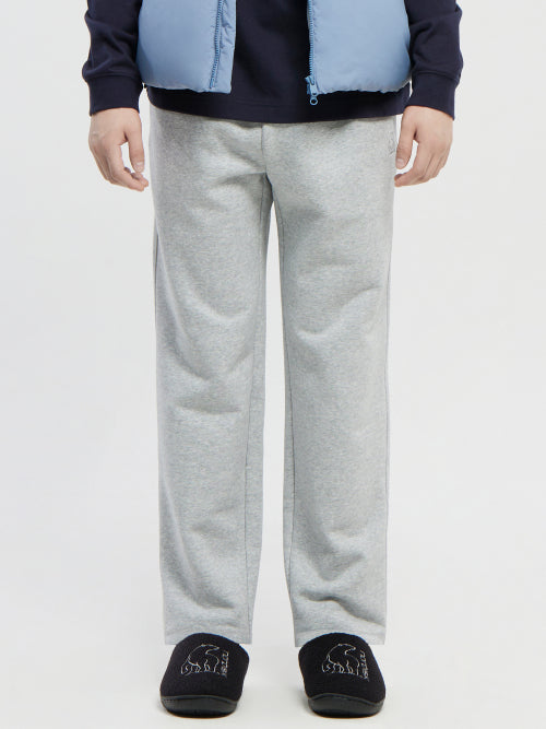Small polar bear napping training straight pants - U_Melange GREY