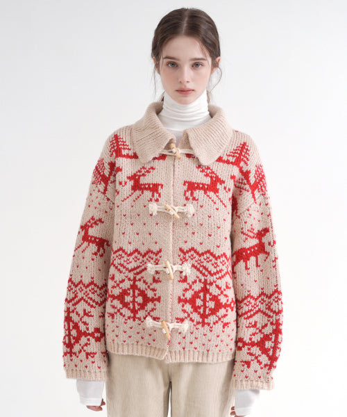 Nordic Toggle Botton Knit Cardigan (beige)