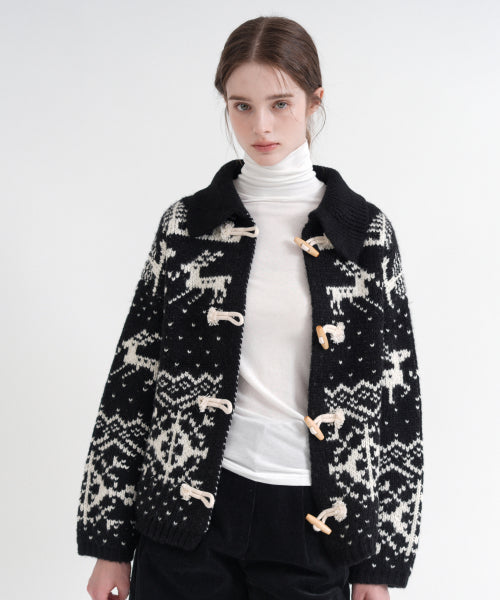 Nordic Toggle Botton Knit Cardigan (black)