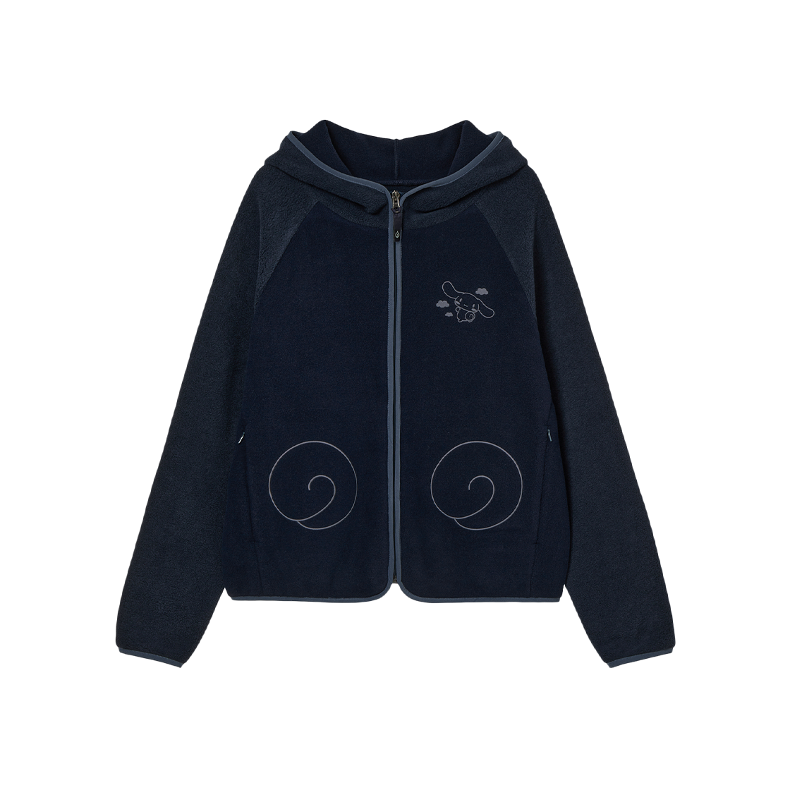 AEAE Cinnamoroll Fleece Hoodie Zip Up Navy