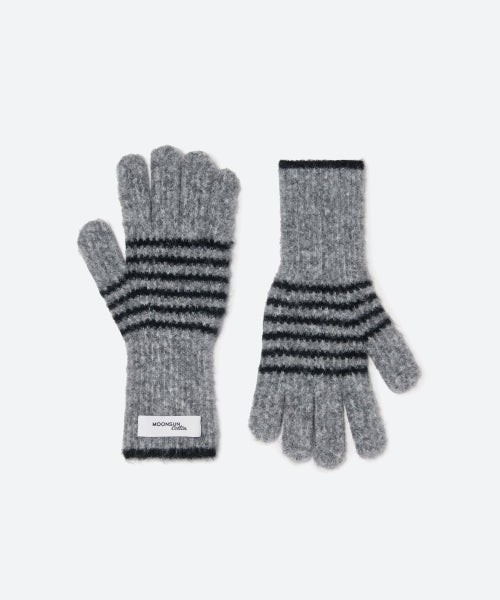 M.C Stripe Hairy Knit Glove / Gray