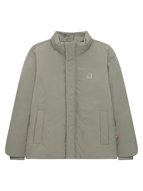 Crystal-down stand neck jumper - M_Light Khaki