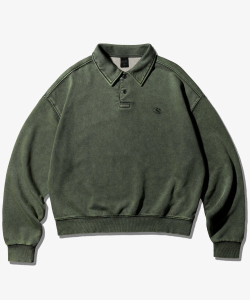 EZ Pigment Dyed Collar Sweatshirt Khaki SJMT6917