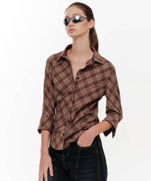 VITT PLAID SHIRT (BROWN)