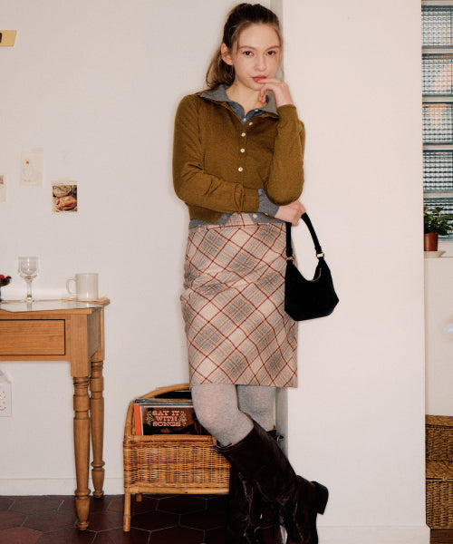 lotsyou_Nostalgia Check Skirt Beige