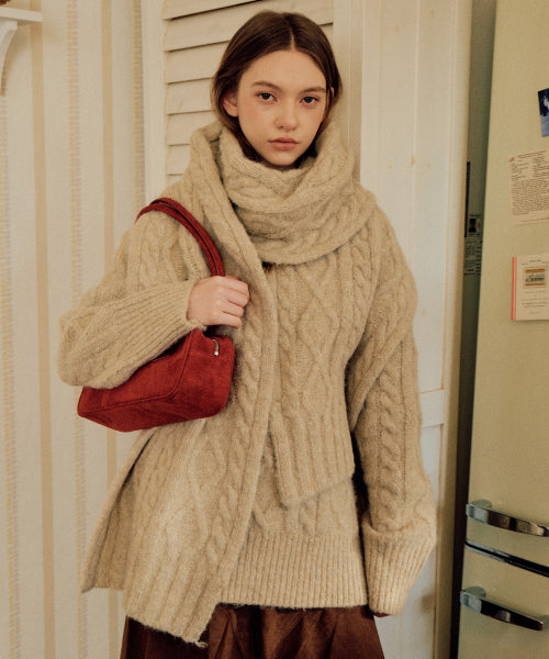 lotsyou_Colette Oversized Cable Knit Beige
