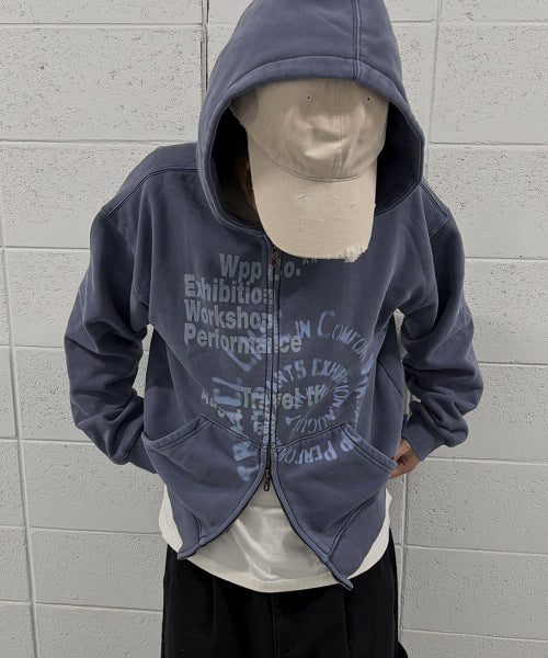 HELIX HOOD ZIP UP BLUE SHADOW