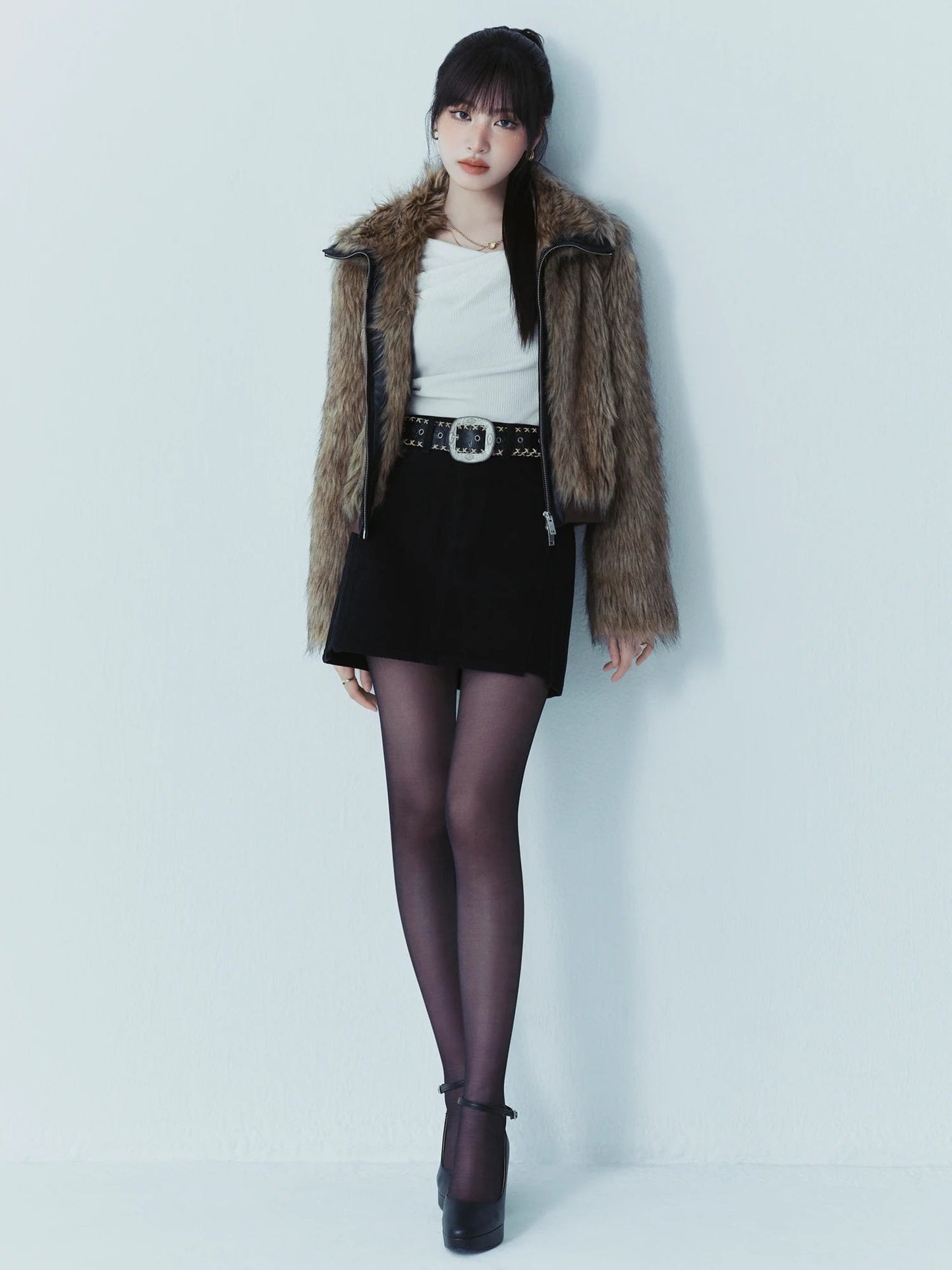 Leopard Mini Skirt - Black