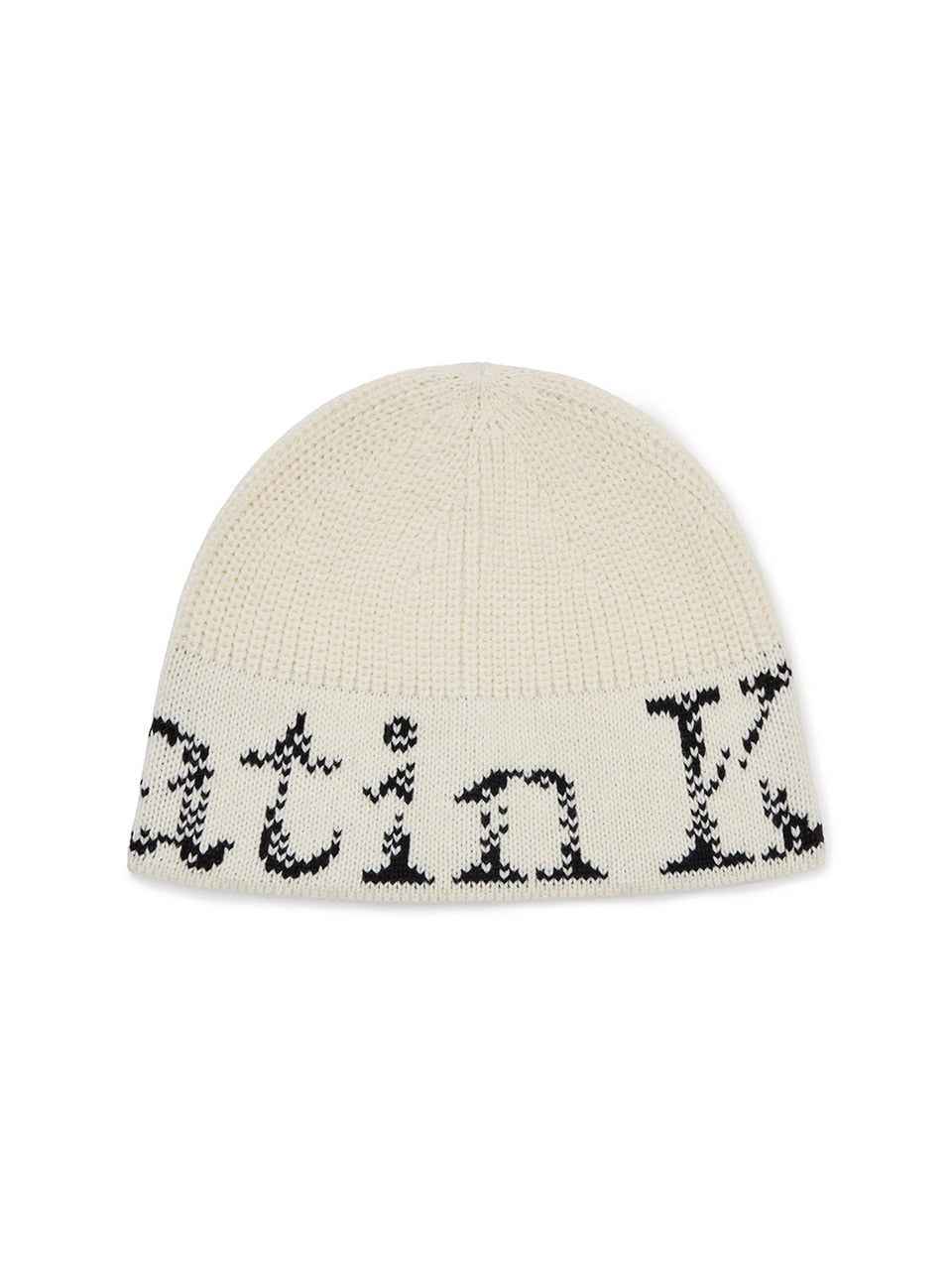 CRACKED LOGO BUCKET BEANIE IN IVORY