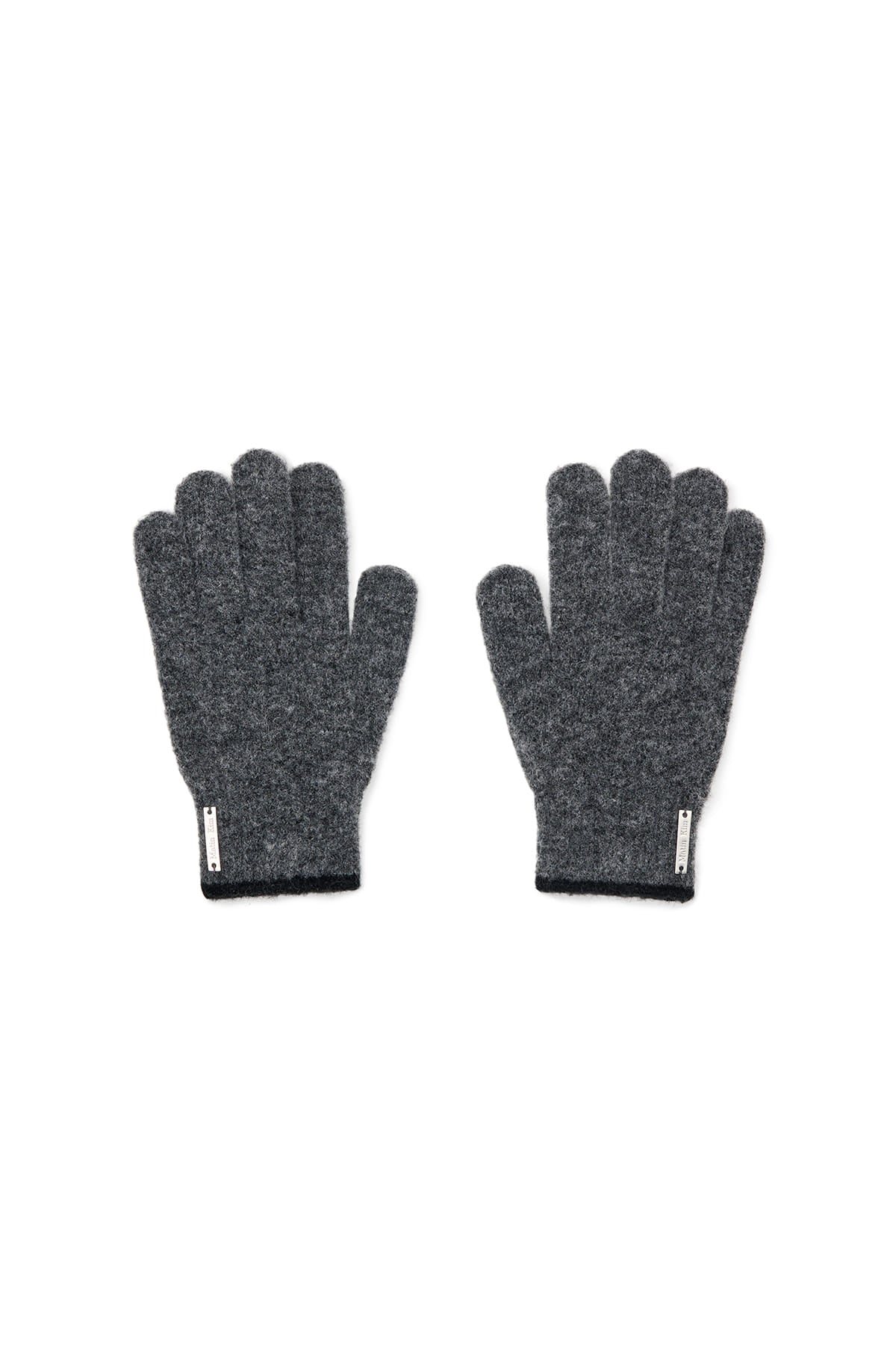 BOUCLE KNIT GLOVES IN CHARCOAL