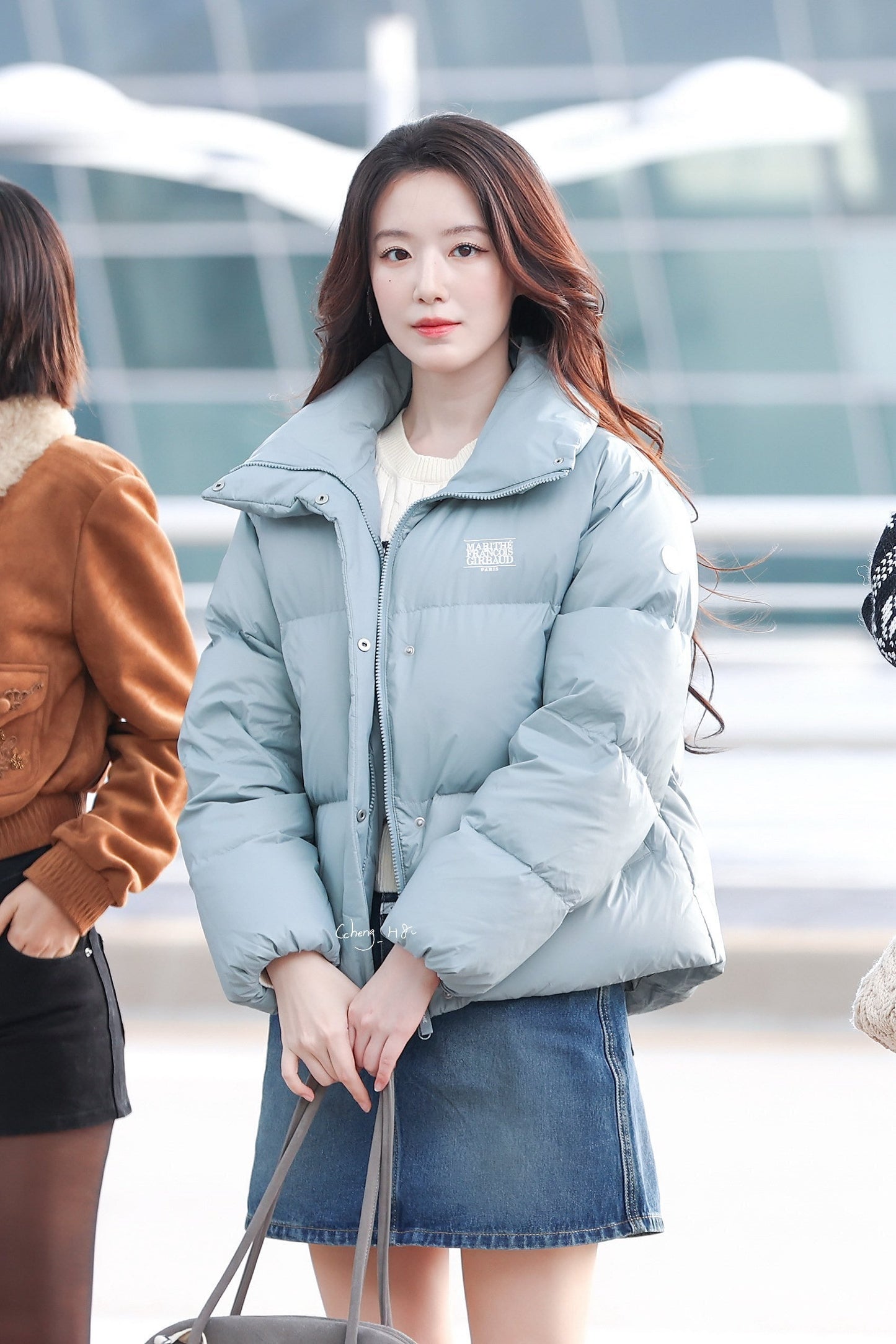 W WIDE COLLAR DOWN JACKET ash blue