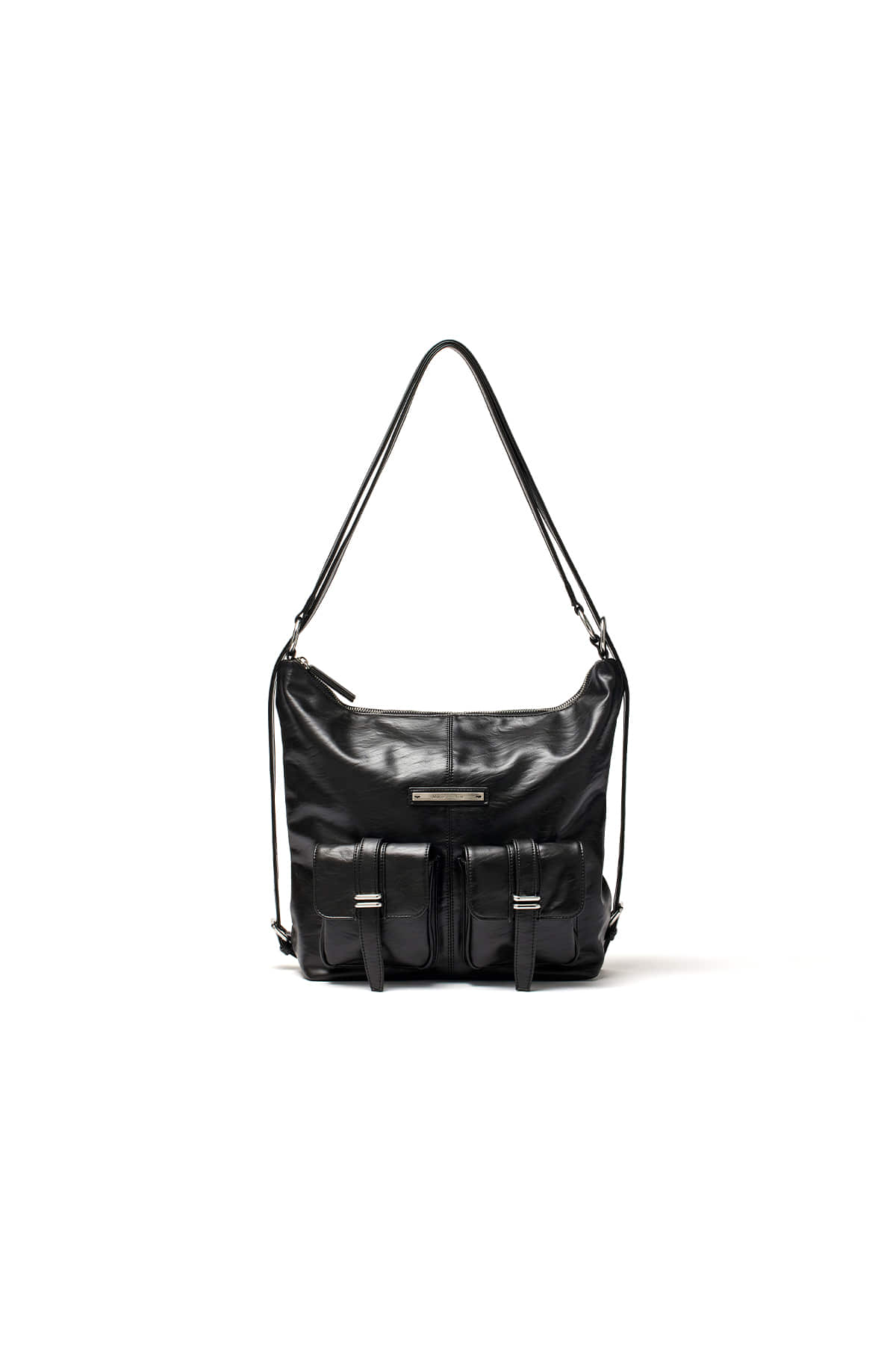 DOUBLE POCKET TWO WAY BAG IN BLACK