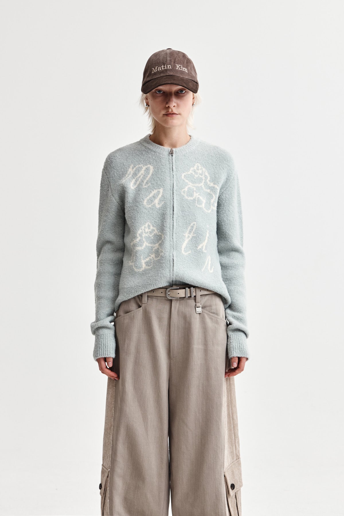 MATIN PONI CONI KNIT ZIP UP IN MINT