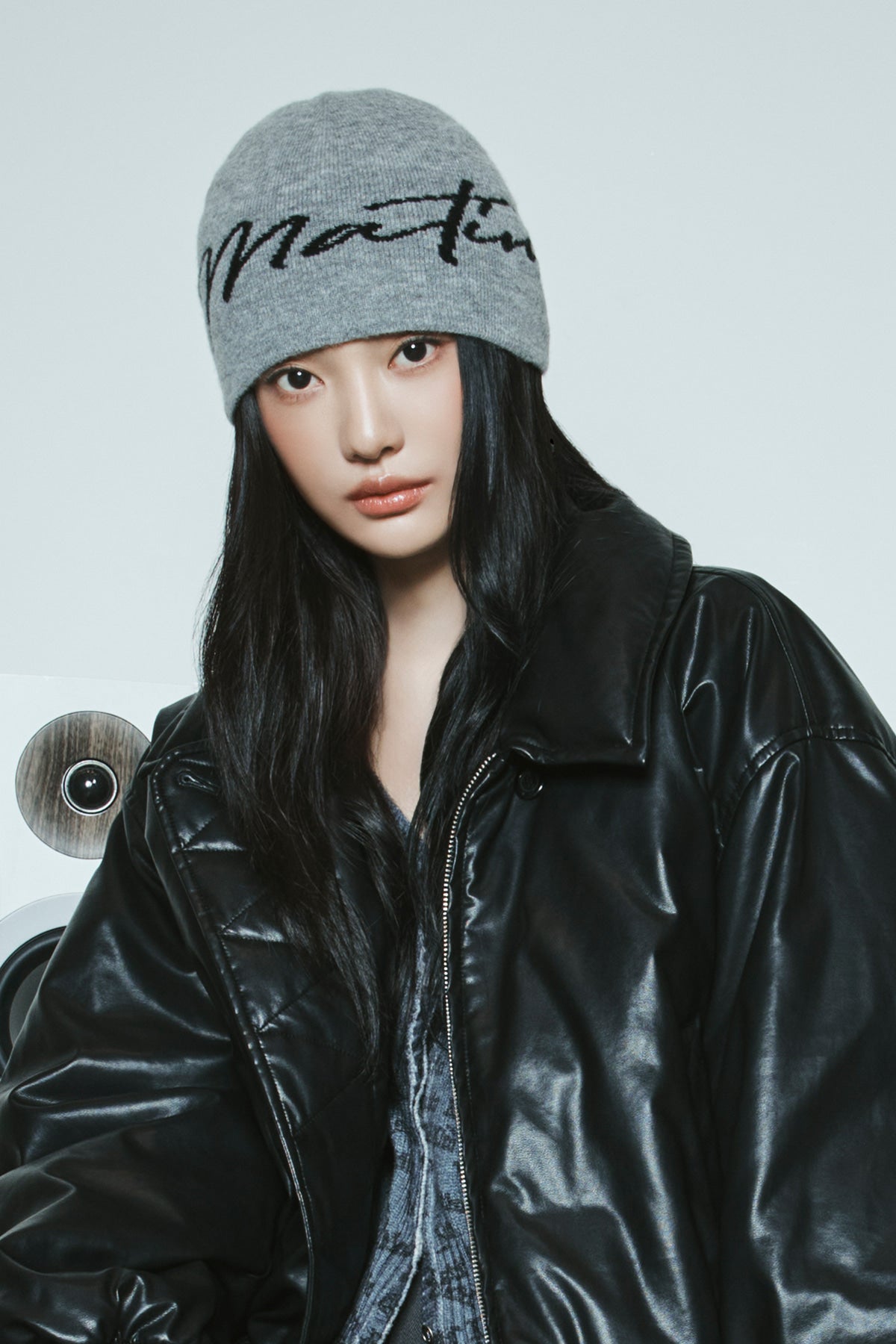 MATIN LOGO SCRIPT BEANIE IN GREY