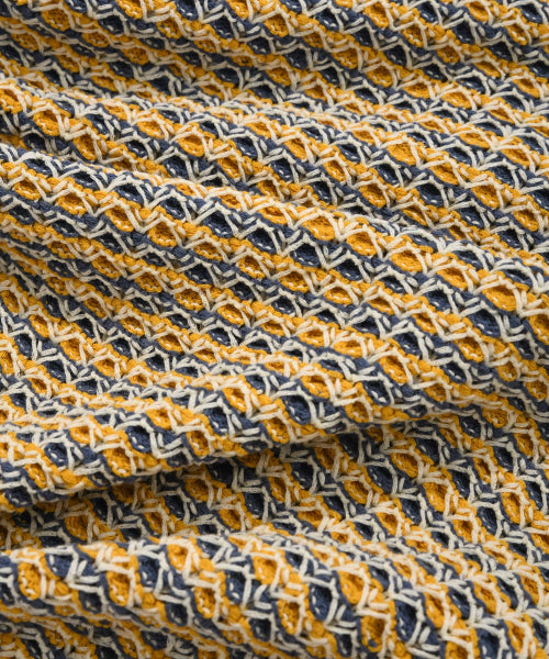 Multi-textured Collar Half Knitwear Navy