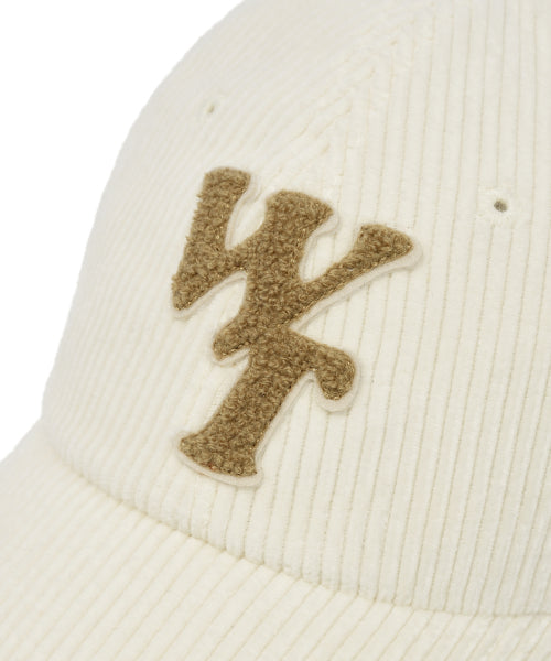 typo slim fit corduroy ball cap ivory