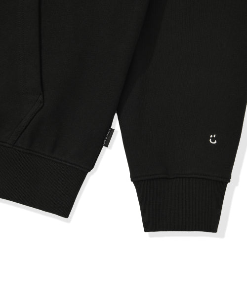 Basic logo hooded zip-up black