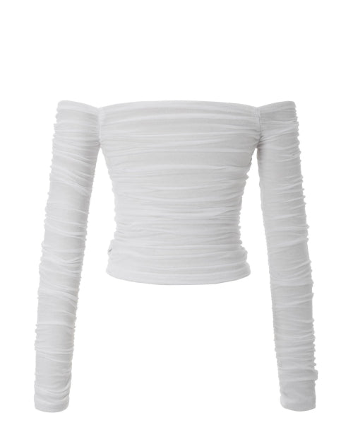 Shirring Scarf Top (white)