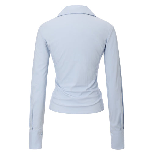 V Zip-up Shirts (blue)