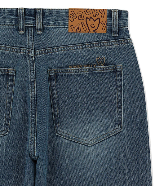 Basic washed denim pants indigo