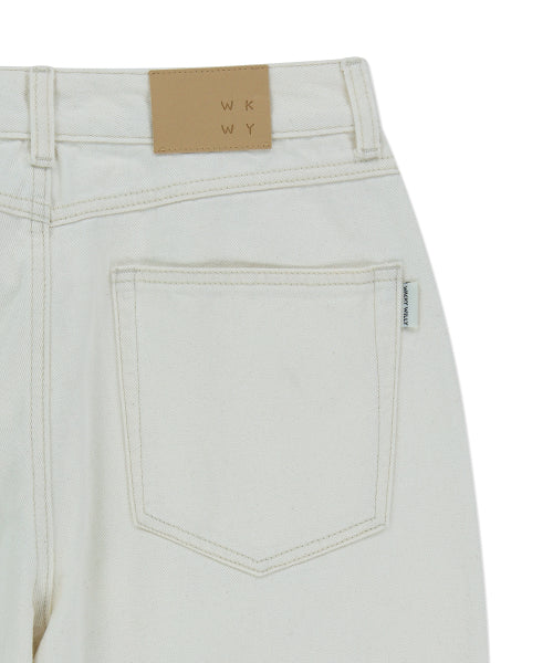 Women's Pigment Color Washing Denim Pants Cream