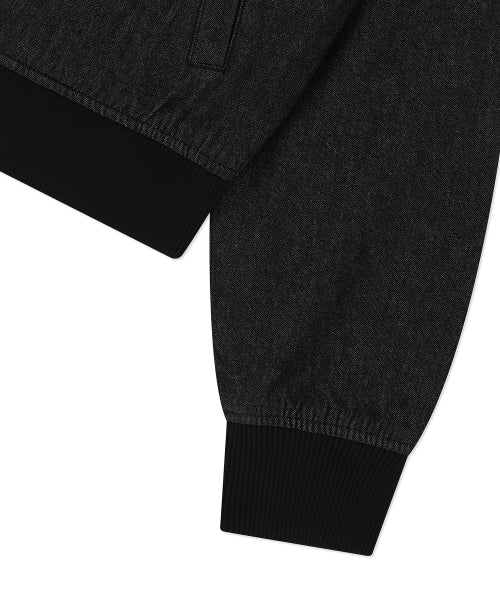 Women's short denim blue jacket black