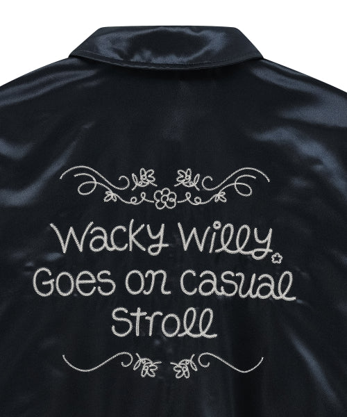 Women's typo embroidery bar city jacket dark navy